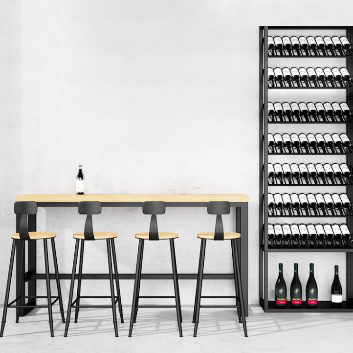 Industriële rechthoekige balktafel Set 1/5 stuks houten aanrechtvaart met hoge stoel