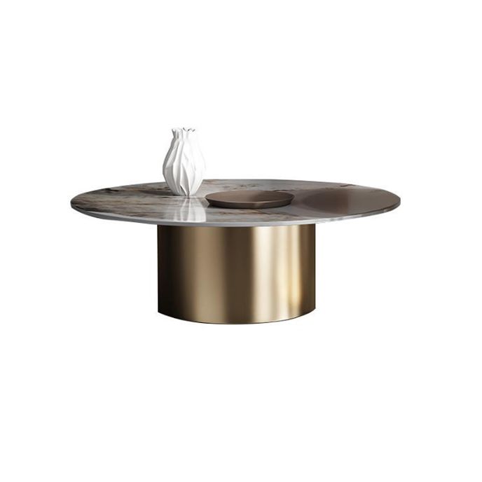 Luxurious Round Stone Coffee Table Set Pedestal Dia 31.5" Cocktail Table Clearhalo 'Coffee & Accent Tables' 'Coffee Tables' 'coffee_tables' 'furn' 'furn_coffee_tables' 'Furniture' 'Living Room Furniture' 1200x1200_bba7c3f7-e529-4379-b285-feef74adaae5