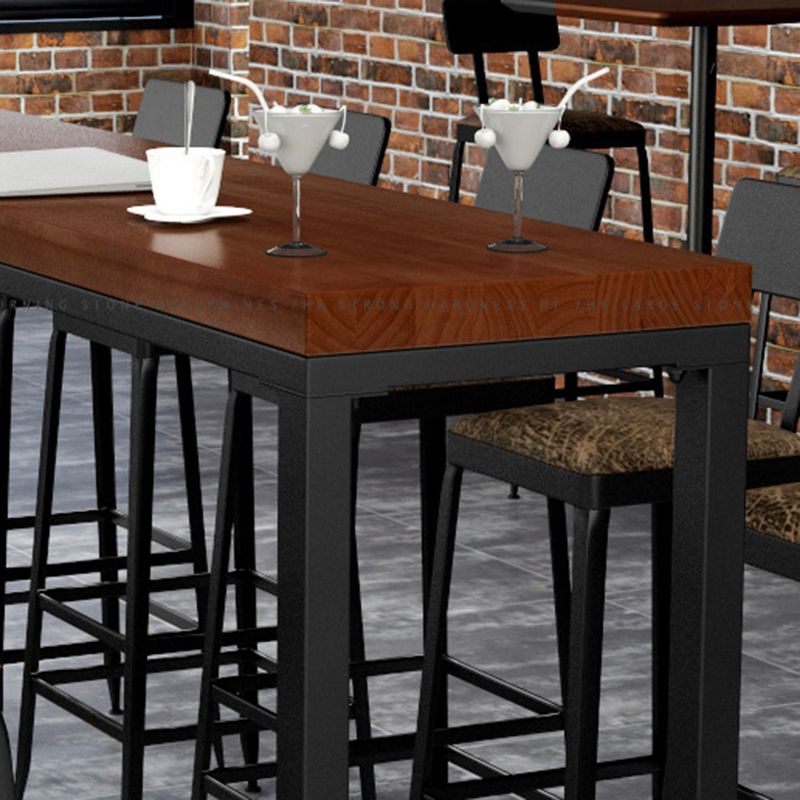 Industrial Rectangle Bar Table Solid Wood Bar Dining Table with Trestle Base Clearhalo 'Bar Furniture' 'Bar Tables' 'bar_tables' 'furn' 'furn_bar_tables' 'Furniture' 'Kitchen & Dining Furniture' 1200x1200_bba88108-a4e9-400d-81b8-7f495c96fb7b