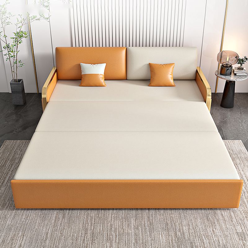 34.6 "Hリビングルーム用の現代フェイクレザーアームレスソファベッド