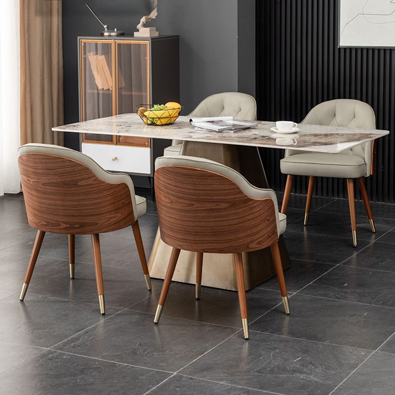 Glam Style Microfiber Leather Dining Chair Solid Back Arm Single Chair Clearhalo ' kitchen&dining_furn' 'Dining Chairs' 'Dining Tables & Seating' 'dining_chair' 'furn' 'furn_dining_chair' 'Furniture' 'furniture_dining_chair' 'Kitchen & Dining Furniture' 'kitchen' 1200x1200_bbac8bec-1feb-4763-a3d2-dd2c4eabb147