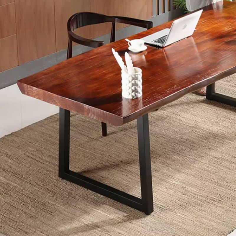 Modern Solid Wood Office Desk Irregular Shape Task Desks with 2-Legs for Office Clearhalo 'furn' 'furn_office_desk' 'Furniture' 'Office Desks' 'Office Furniture' 'office_desk' 1200x1200_bbad4a62-e153-4bd6-ba73-a0471495200e