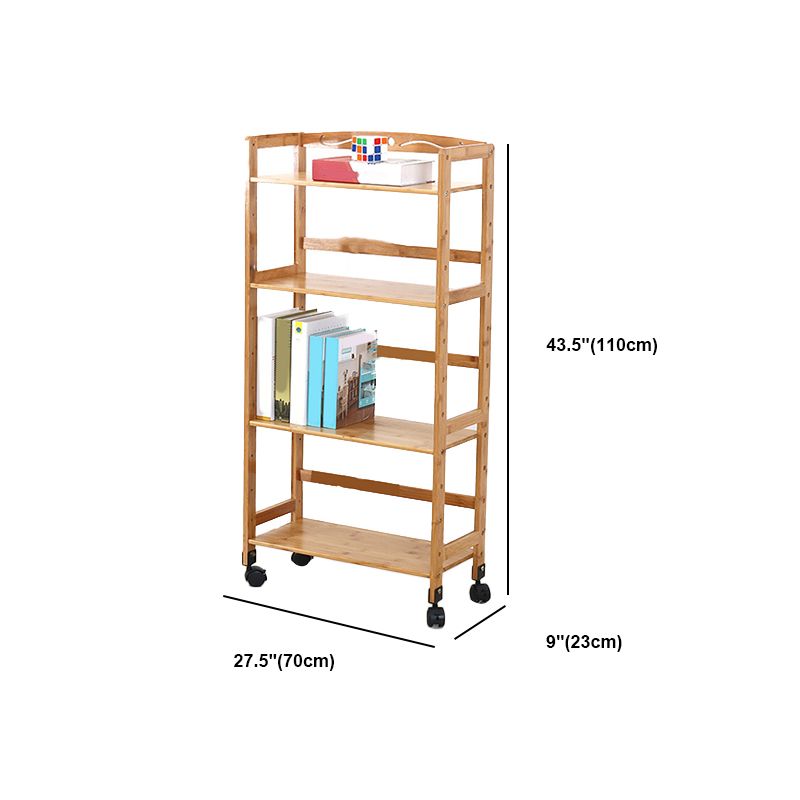 Wooden Bamboo Bookcase 9" Wide with Rectangular Shelves Bookshelf for Study Room