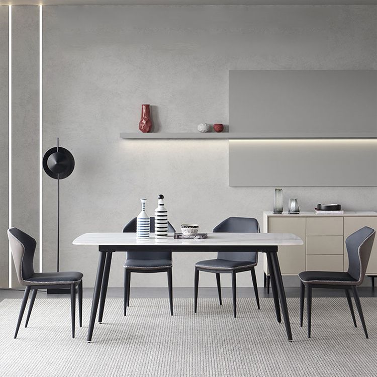 Sintered Stone Modern Style Dining Table Rectangle Table with 4 Legs for Home Clearhalo ' dining_table' 'Dining Tables & Seating' 'Dining Tables' 'Furniture' 'furniture_dining_table' 'Kitchen & Dining Furniture' 'kitchen&dining_furn' 'kitchen' 'kitchen_dining_table' 1200x1200_bbaee26f-74c1-4394-b19f-c8cc0dbc13f7