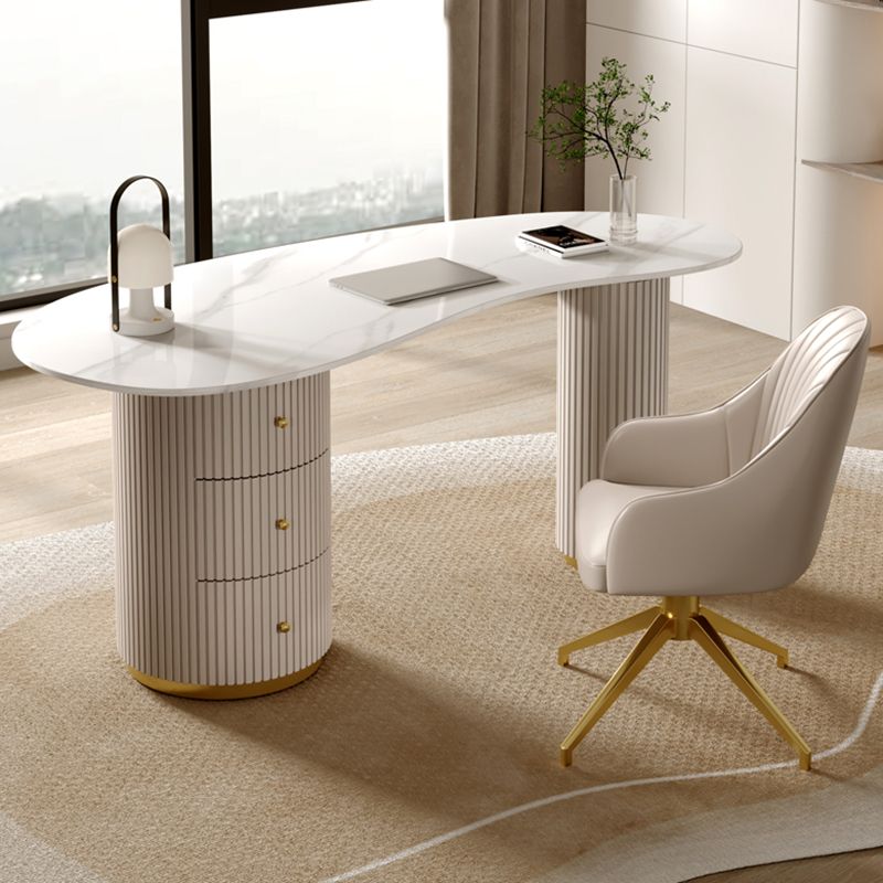 Contemporary Writing Desk Stone 29.53" Tall Office Desk with 3 Drawers Clearhalo 'furn' 'furn_office_desk' 'Furniture' 'Office Desks' 'Office Furniture' 'office_desk' 1200x1200_bbaf3faf-6e03-4638-9b29-816c8133db1c