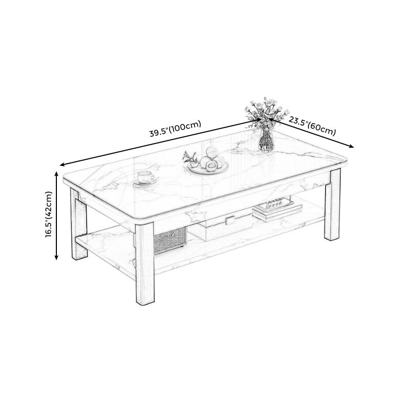 Modern Metal 4 Legs Cocktail Table Marble Rectangle Coffee Table Clearhalo 'Coffee & Accent Tables' 'Coffee Tables' 'coffee_tables' 'furn' 'furn_coffee_tables' 'Furniture' 'furniture_coffee_tables' 'Living Room Furniture' 1200x1200_bbaff202-c772-4ad7-ae81-752c7669c924