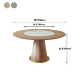 Round Solid Wood Dining Table Modern Brown Turntable Furniture with Pedestal Base