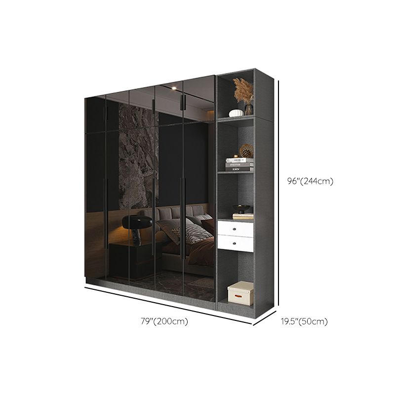 Armario de cristal de color negro con puerta de cierre suave para el hogar