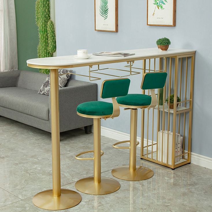 Glam Gold Iron Bar Table Faux Marble White Top Specialty 41.3"H Bistro Table Clearhalo 'Bar Furniture' 'Bar Tables' 'bar_tables' 'furn' 'furn_bar_tables' 'Furniture' 'furniture_bar_tables' 'Kitchen & Dining Furniture' 1200x1200_bbb0b9a5-1c6f-46c7-a1be-2f6d0ddf3e45