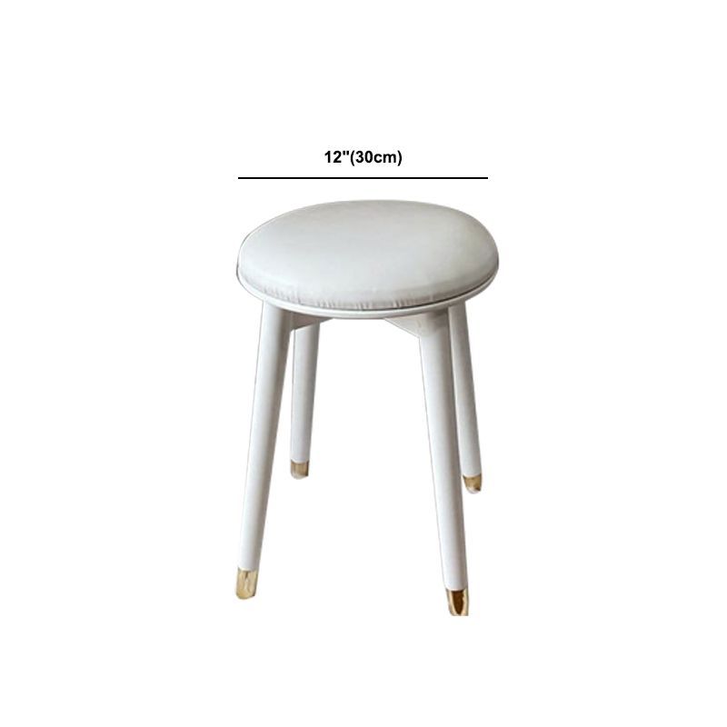 Dressing Table Made of White Solid Wood with 2 Drawers and 1 White Stool