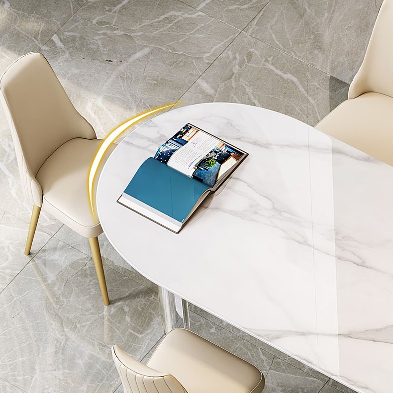 Sintered Stone Top Dining Table Modern White Table with Acrylic Double Pedestal Clearhalo 'Dining Tables & Seating' 'Dining Tables' 'dining_table' 'furn' 'furn_dining_table' 'Furniture' 'furniture_dining_table' 'Kitchen & Dining Furniture' 'kitchen' 'kitchen_dining_table' 1200x1200_bbb498de-d1c7-4f1f-b01a-aa7ffd51a49a