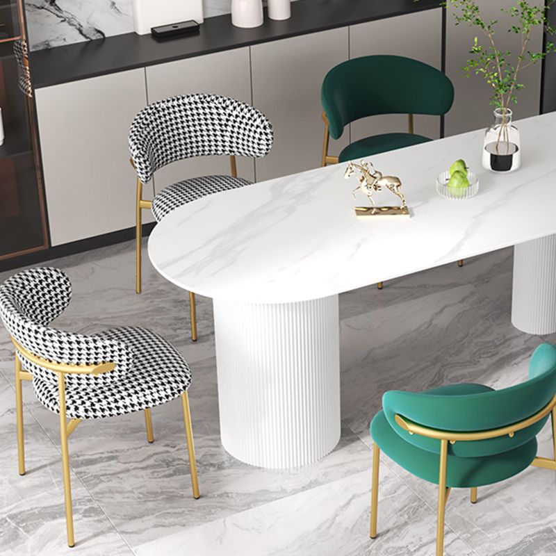 Modern Sintered Stone Dining Table Contemporary White Table with Metal Base Clearhalo 'Dining Tables & Seating' 'Dining Tables' 'dining_table' 'furn' 'furn_dining_table' 'Furniture' 'Kitchen & Dining Furniture' 1200x1200_bbb4a5dd-e75d-4eab-9fa0-67e78b19a55c
