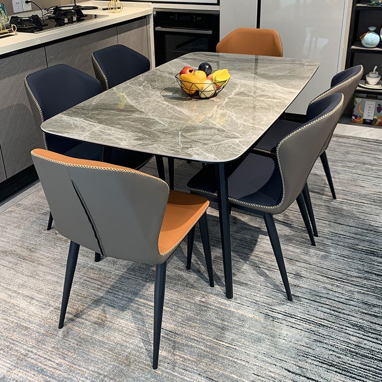 Industrial Sintered Stone Dining Table 4 Legs Carbon Steel Base Rectangle Table for Home Clearhalo ' dining_table' 'Dining Tables & Seating' 'Dining Tables' 'furn' 'furn_dining_table' 'Furniture' 'furniture_dining_table' 'Kitchen & Dining Furniture' 'kitchen&dining_furn' 'kitchen' 'kitchen_dining_table' 1200x1200_bbb845d9-1e03-4a8a-9064-004ef6961a9f