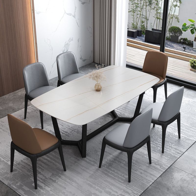 Contemporary Stone Rectangle Dining Table Matte Finish Sled Base Table Clearhalo ' dining_table' 'Dining Tables & Seating' 'Dining Tables' 'furn' 'furn_dining_table' 'Furniture' 'furniture_dining_table' 'Kitchen & Dining Furniture' 'kitchen&dining_furn' 'kitchen' 'kitchen_dining_table' 1200x1200_bbbb2540-7f4c-4e5f-9980-faaa93f8ce8d