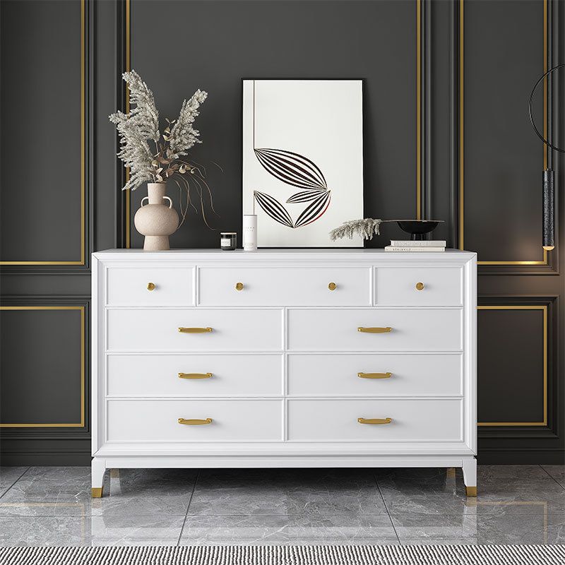Commode en bois massif avec coffre de rangement Classic Glam de 17,55 pouces avec 5/7/9 tiroirs