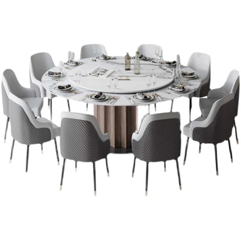 Round Pedestal Dining Table Traditional Luxury Furniture with Turntable Clearhalo 'Dining Tables & Seating' 'Dining Tables' 'dining_table' 'furn' 'furn_dining_table' 'Furniture' 'Kitchen & Dining Furniture' 1200x1200_bbbeb5f5-d3d3-4201-8901-3c277a9b6a74