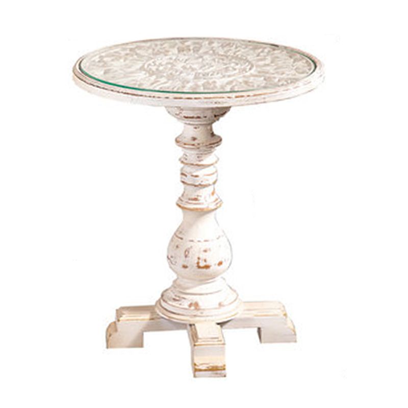 フランスのカントリー台座端テーブルソリッドウッドアンティークブラウン/ホワイトサイドテーブル