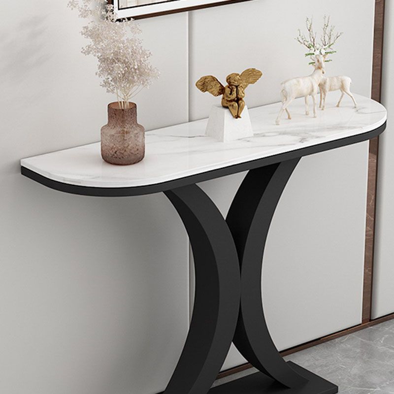 Tavolo console in marmo glam mezza luna astratto 12 "w tavolo accento per sala