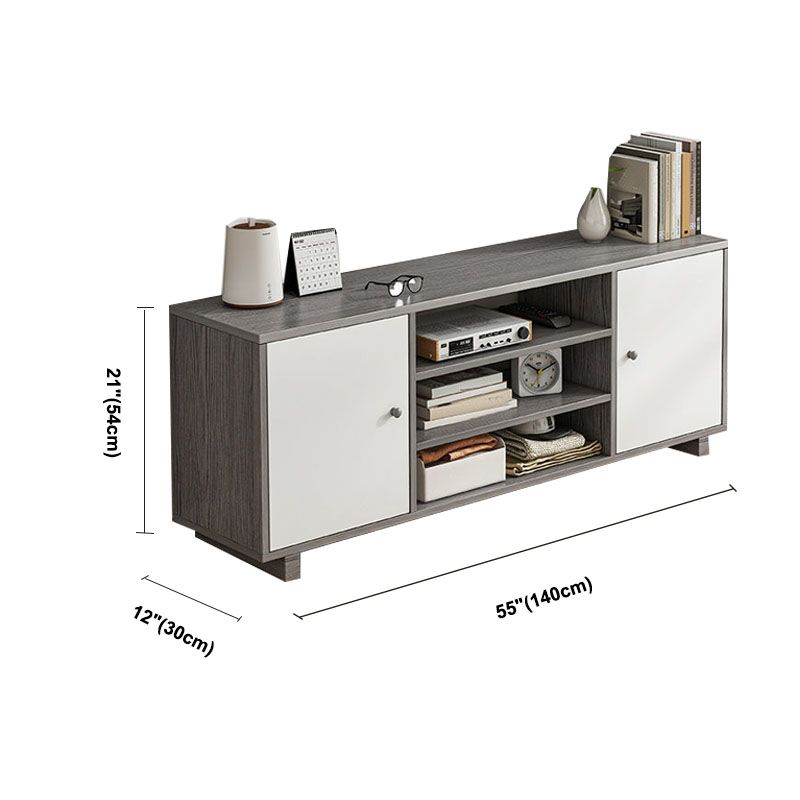 12 "D Consolet de télévision en bois moderne Console ouverte Stand de télévision avec tiroirs et portes