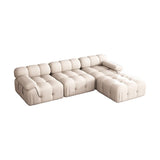 35" Wide Scandinavian Sectional Sofa White Fabric Sleeper Sectional