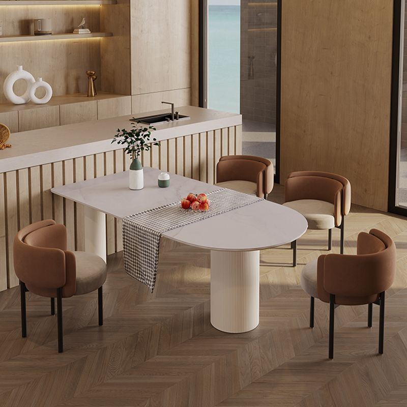 Mesa de comedor moderna de forma libre para el hogar Mesa de comedor blanca con patas con acabado mate