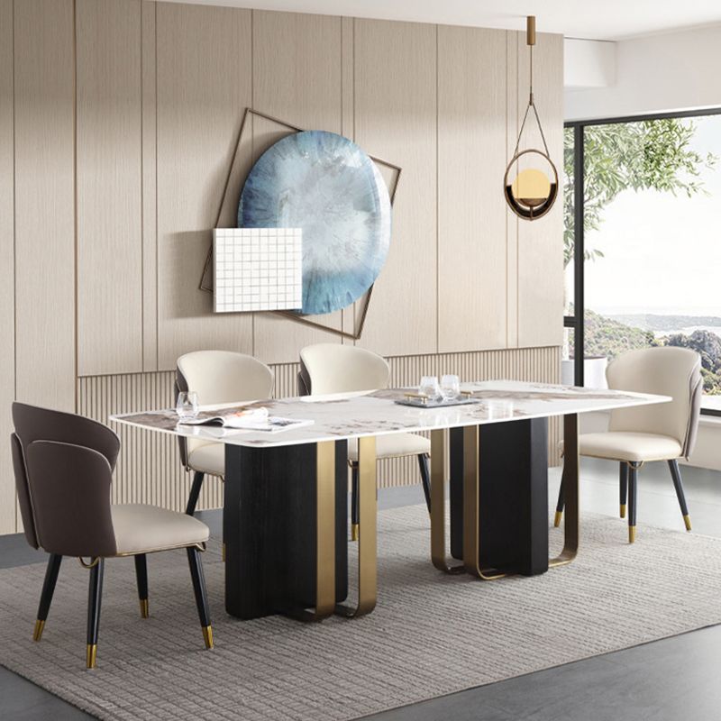 黒の二重台座のある豪華な焼結された石の上部テーブル長方形のテーブル