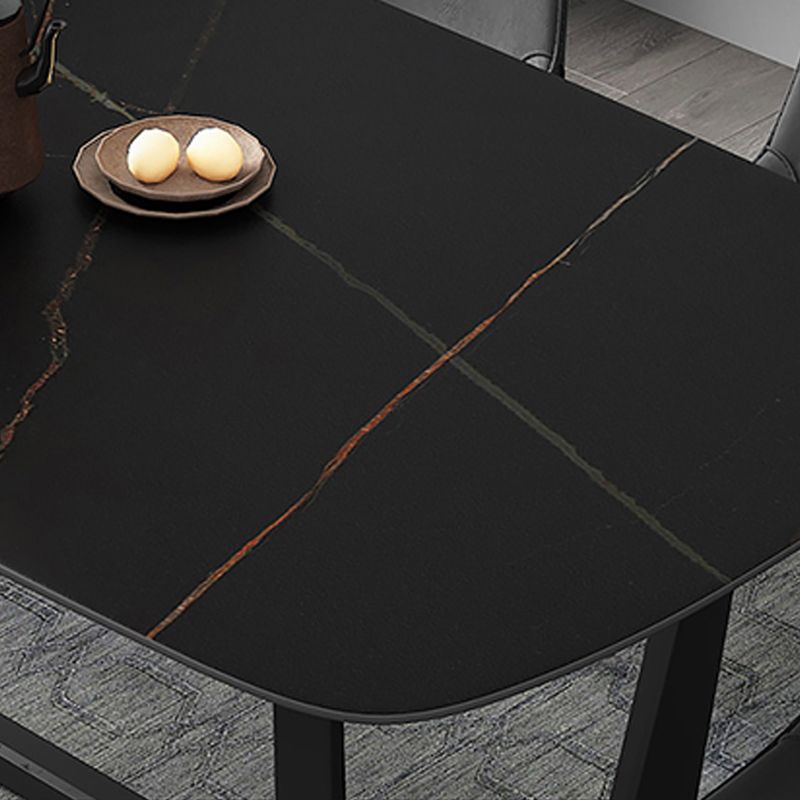 Industrial Sintered Stone Top Dining Table Rectangle Table with Trestle Base Clearhalo 'Dining Tables & Seating' 'Dining Tables' 'dining_table' 'furn' 'furn_dining_table' 'Furniture' 'Kitchen & Dining Furniture' 1200x1200_bbc6c2b0-2af0-481a-9fdb-7f92497661d5