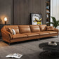 Contemporary Genuine Leather Sewn Pillow Back Sofa 35.43"High Flared Arm Sofa,Dark Brown Clearhalo 'furn' 'furn_sectionals' 'Furniture' 'furniture_sectionals' 'kitchen' 'kitchen_sectionals' 'Living Room Furniture' 'Sectionals' 1200x1200_bbc83d33-fac7-4181-8f6b-2e77b5a00706