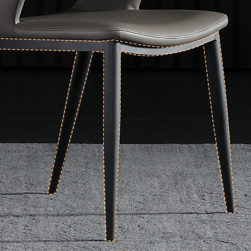 Contemporary Open back Arm Chair Leather Dining Chair with Black Legs Clearhalo ' kitchen&dining_furn' 'Dining Chairs' 'Dining Tables & Seating' 'dining_chair' 'furn' 'furn_dining_chair' 'Furniture' 'furniture_dining_chair' 'Kitchen & Dining Furniture' 'kitchen' 1200x1200_bbc8c3a3-e17e-4d1c-9aea-1c6d44cabf17