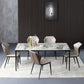 Modern Stone Dining Set 1/4/5/7 Pieces Rectangle Dining Table Set with Wingback Chairs