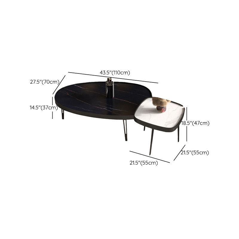 Glam Table basse ovale/carrée en fausse pierre à 3 pieds