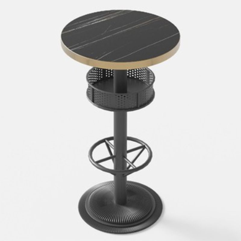 Mesa de bar de estilo industrial Mesa de comedor de bar de madera negra con almacenamiento