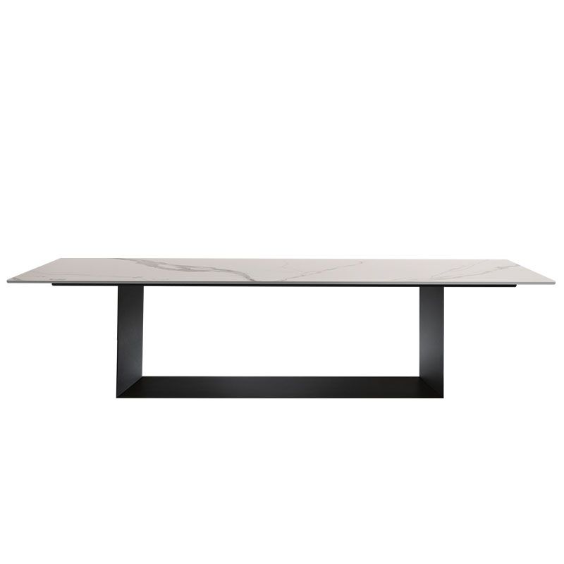 Rectangle Stone and Metal Dining table Modern Trestle Base Dining Table Clearhalo ' dining_table' 'Dining Tables & Seating' 'Dining Tables' 'furn' 'furn_dining_table' 'Furniture' 'furniture_dining_table' 'Kitchen & Dining Furniture' 'kitchen&dining_furn' 'kitchen' 'kitchen_dining_table' 1200x1200_bbcc4f44-7ab0-4e98-860b-f7cf9bfca4f5