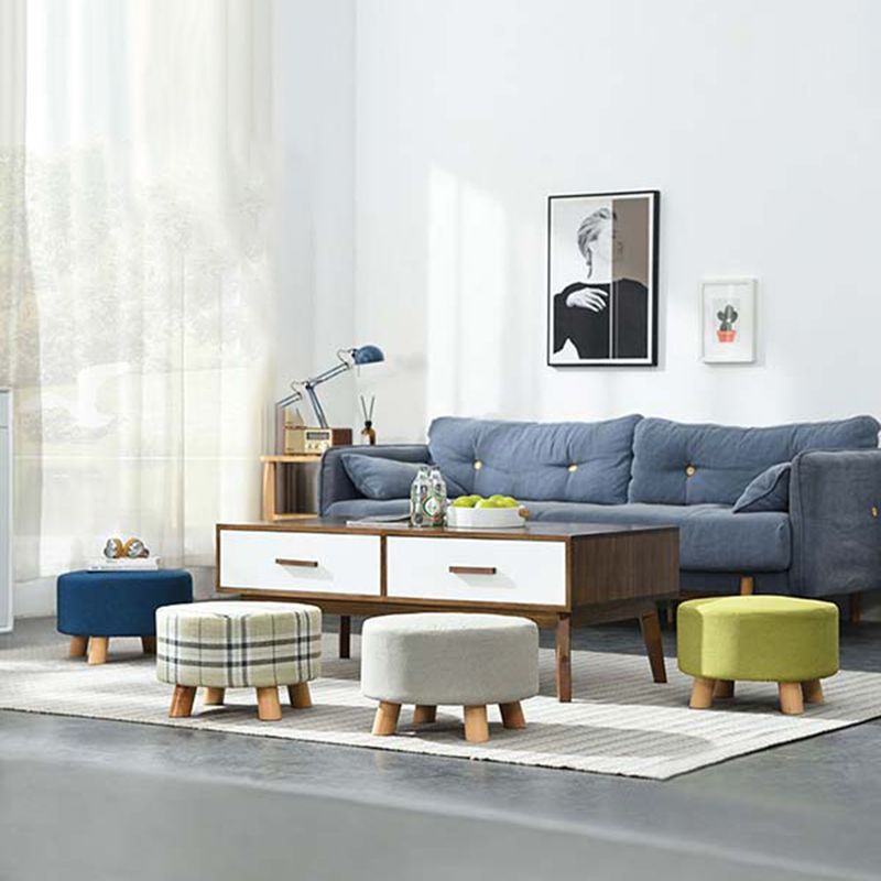 Contemporary Round Ottoman Footrest Plain Cotton Fade Resistant Sherpa Pouf Clearhalo 'furn' 'furn_ottomans_poufs' 'Furniture' 'Living Room Furniture' 'Ottomans & Poufs' 'ottomans_poufs' 1200x1200_bbcc5bdd-c745-441a-bcb8-0c91b94a1794