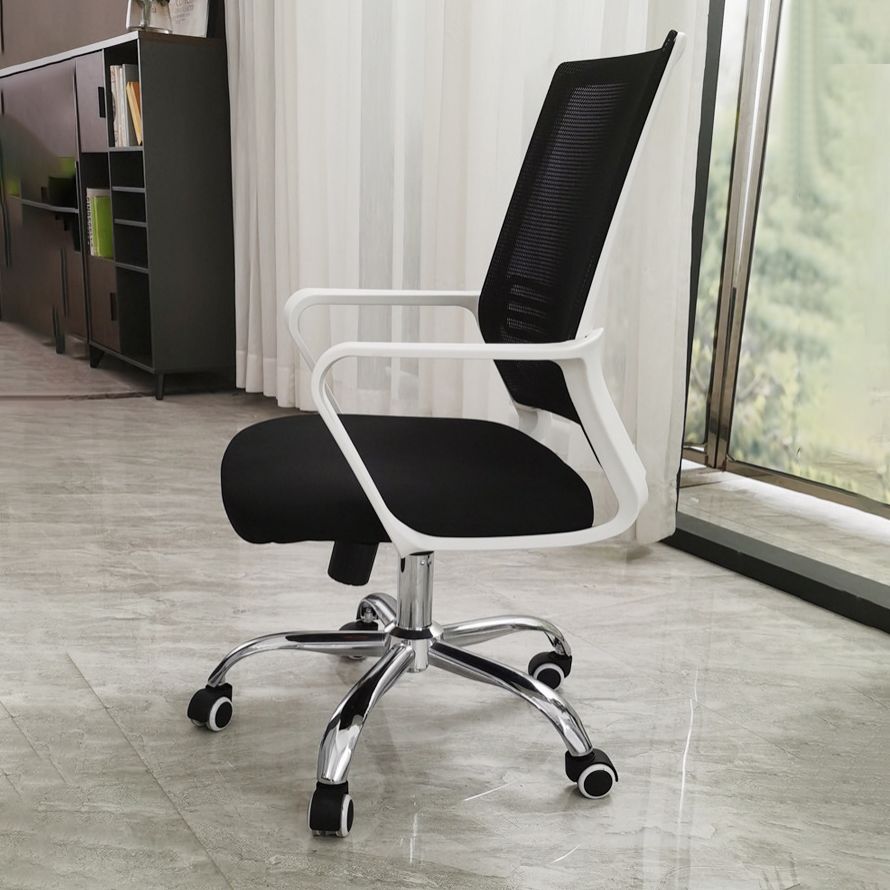 Contemporary Office Chair Microfiber Black Task Mid-Back Chair with Wheels Clearhalo 'furn' 'furn_office_chair' 'Furniture' 'Office Chairs' 'Office Furniture' 'office_chair' 1200x1200_bbcd94ab-f019-40e0-a122-1b517c22222d