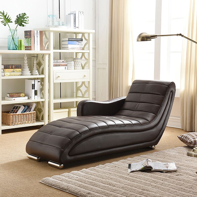 Living Room Leather Chaise Square Arms Modern Chaise Lounge with Upholster Clearhalo 'Chairs & Seating' 'Chaise Lounge' 'chaise_lounge' 'furn' 'furn_chaise_lounge' 'Furniture' 'Living Room Furniture' 1200x1200_bbcff8e8-3cf3-48ee-a3d7-8821ad3fb524