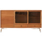 Credenza naturale a 2 tradri di legno moderna Credenza naturale con porta di vetro