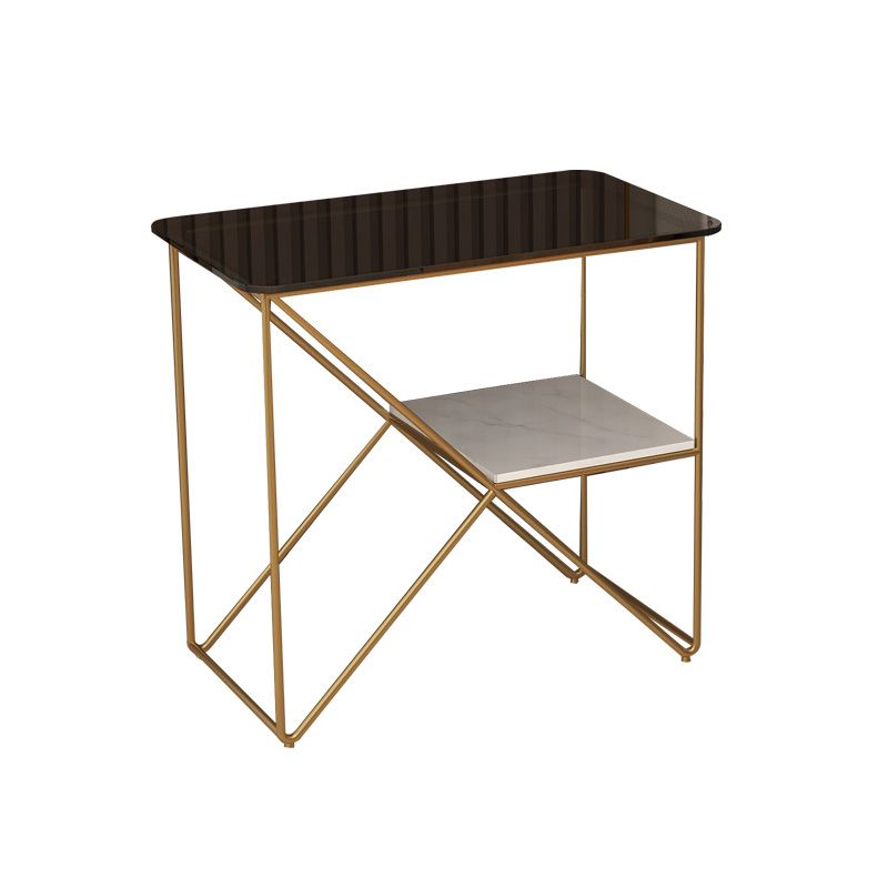 Mesa de noche de acento de metal de 25.59 "de 25.59" Mesa de noche industrial con 2 estantes