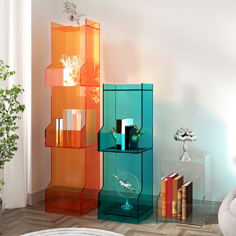 Acrylic Closed Back Bookshelf Standard Scandinavian Bookcase with Shelves