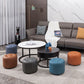 Modern Faux Leather Ottoman Plain Tufted Detail Round Footstool Ottoman Clearhalo 'furn' 'furn_ottomans_poufs' 'Furniture' 'Living Room Furniture' 'Ottomans & Poufs' 'ottomans_poufs' 1200x1200_bbdbb699-1eef-4fa9-a24f-ff52056cc5ee