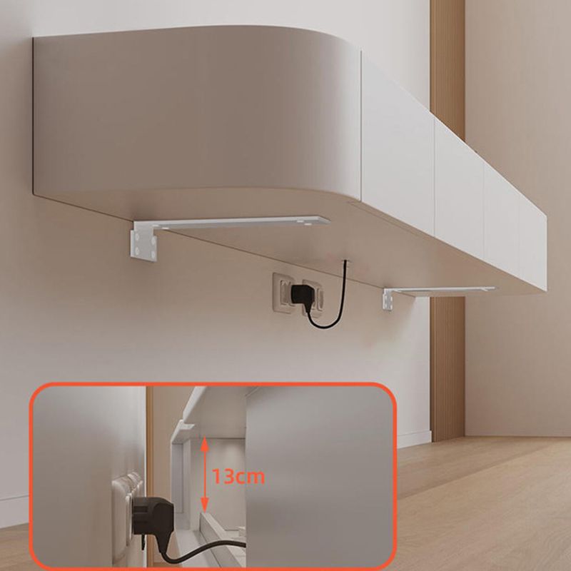 Support multimédia mural blanc avec tiroirs, console TV contemporaine, imitation bois
