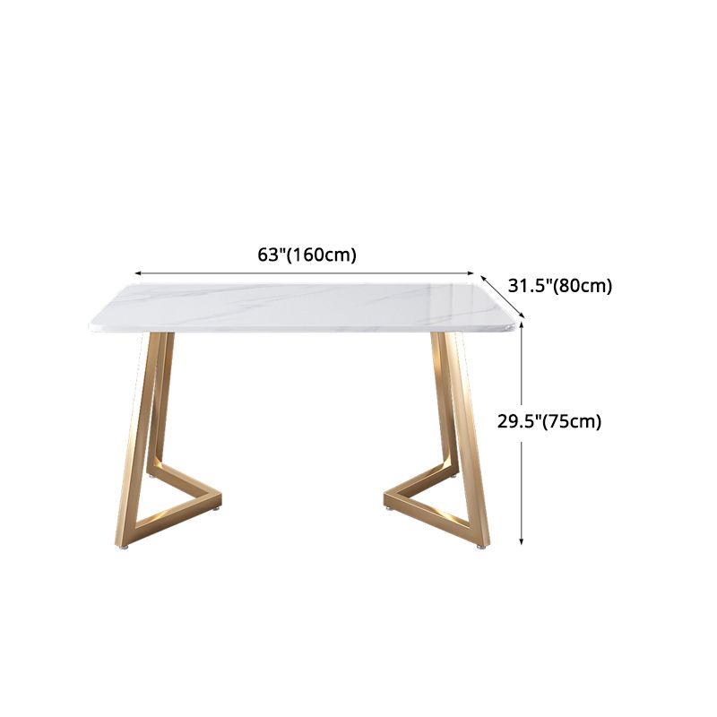 Glam Iron Dinette Set 1/2/5 Pieces Rectangle Dining Table Set with White Sintered Stone Clearhalo 'Dining Room Sets' 'Dining Tables & Seating' 'dining_room_set' 'furn' 'furn_dining_room_set' 'Furniture' 'furniture_dining_room_set' 'Kitchen & Dining Furniture' 1200x1200_bbdf7060-ff4e-4a11-8a95-ea3fc6078a26