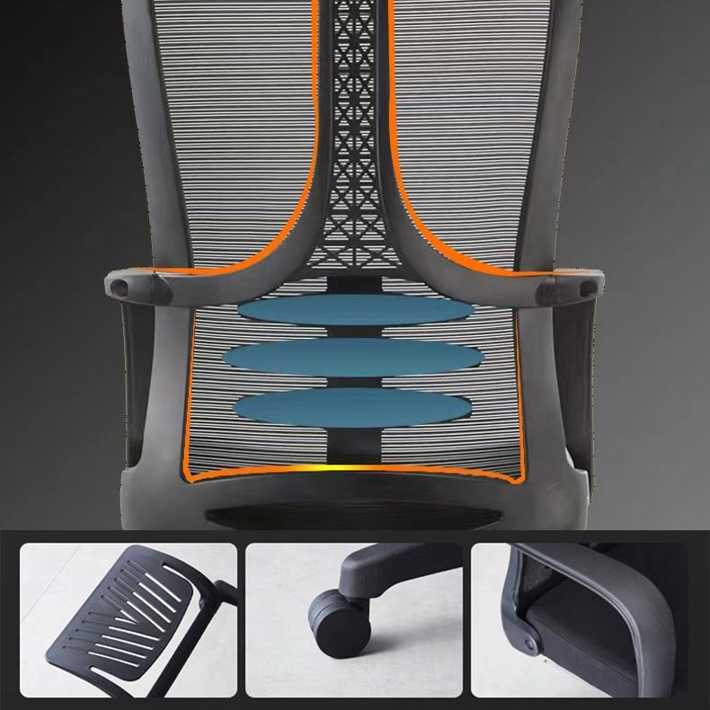 Sedia moderna con braccioli regolabili e sedia da scrivania in rete con schienale alto e ruote