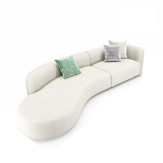 Nordic Stationary Living Room Tuxedo Arm White Curved Sofa Chaise