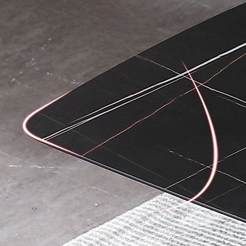 Tavolo da pranzo top in pietra nera moderna tavolo da pranzo casual piedistallo in metallo