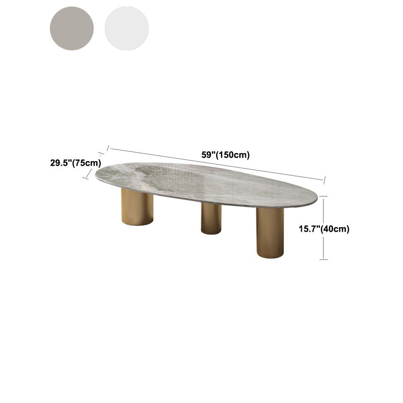 Oval Stone Top Coffee Table Set with 3 Steel Legs for Living Room Clearhalo 'Coffee & Accent Tables' 'Coffee Tables' 'coffee_tables' 'furn' 'furn_coffee_tables' 'Furniture' 'Living Room Furniture' 1200x1200_bbe1776e-9cb4-4fe7-86a2-91904e96e3e0