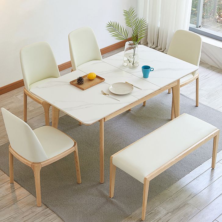 Rectangle Extendable Stone Dining Site Table Traditional Luxury Dinette Table with 4-foot Clearhalo ' dining_table' 'Dining Tables & Seating' 'Dining Tables' 'furn' 'furn_dining_table' 'Furniture' 'furniture_dining_table' 'Kitchen & Dining Furniture' 'kitchen&dining_furn' 'kitchen' 'kitchen_dining_table' 1200x1200_bbe18df2-22b9-466f-95a8-d27231b716b0