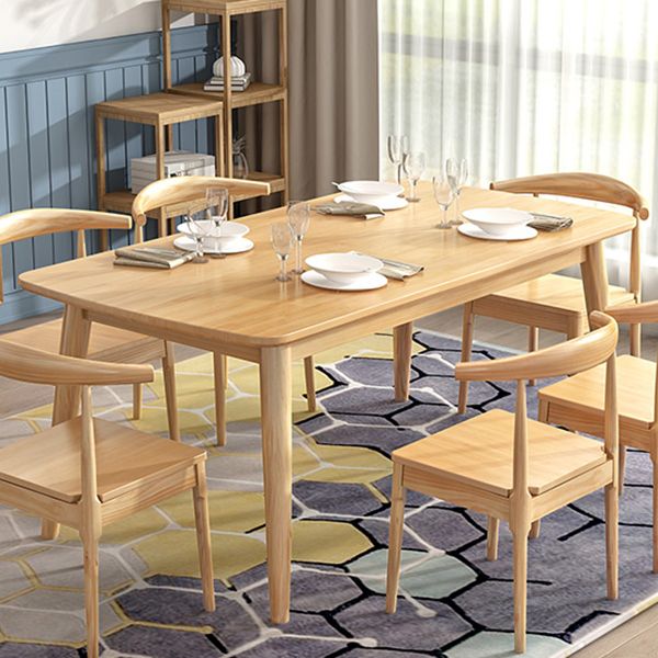Modern Style Rubberwood Solid Wood Dining Table Brown Rectangle Table with 4 Legs for Home Use Clearhalo ' dining_table' 'Dining Tables & Seating' 'Dining Tables' 'furn' 'furn_dining_table' 'Furniture' 'furniture_dining_table' 'Kitchen & Dining Furniture' 'kitchen&dining_furn' 'kitchen' 'kitchen_dining_table' 1200x1200_bbe4f21b-2597-4c3c-91c9-bd2300b492fe