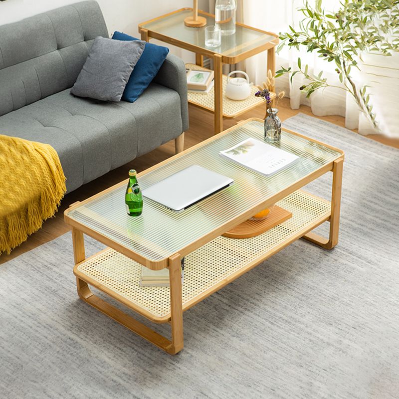 Minimalism Tropical Coffee Table Glass 4 Legs Storage Rectangular Coffee Cocktail Table Clearhalo 'Coffee & Accent Tables' 'Coffee Tables' 'coffee_tables' 'furn' 'furn_coffee_tables' 'Furniture' 'Living Room Furniture' 1200x1200_bbe53f2d-439a-42cf-a8a4-16acf98166e9