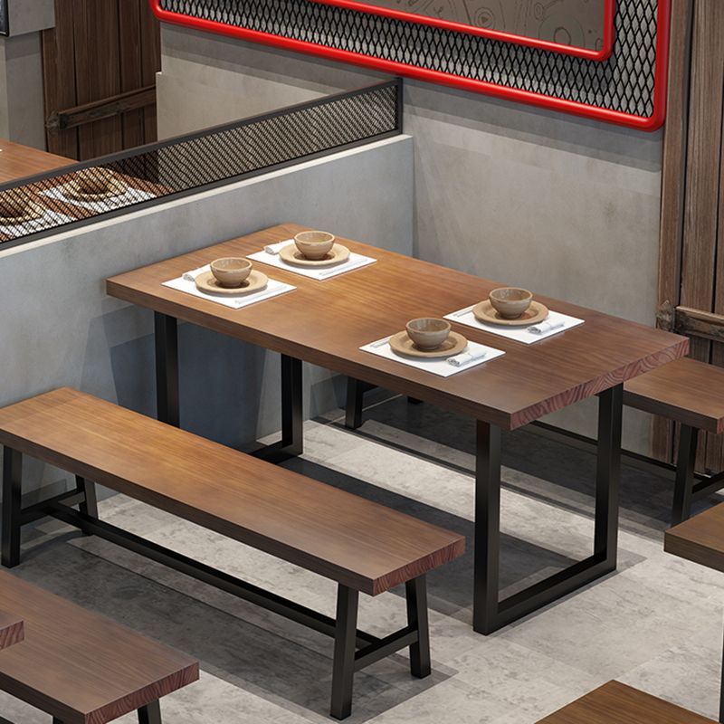 Solid Wood Industrial Dining Table Brown Rectangle Table with Sled Base for Dinning Room Clearhalo ' dining_table' 'Dining Tables & Seating' 'Dining Tables' 'furn' 'furn_dining_table' 'Furniture' 'furniture_dining_table' 'Kitchen & Dining Furniture' 'kitchen&dining_furn' 'kitchen' 'kitchen_dining_table' 1200x1200_bbe62284-7a47-4f1e-bca7-b058fc247943